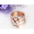 Designed plain rose gold flower ring for women,rose gold crystal rings jewelry